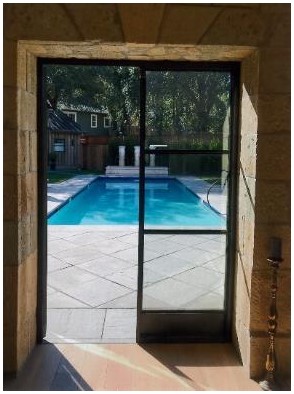After: added back door with a view of the pool